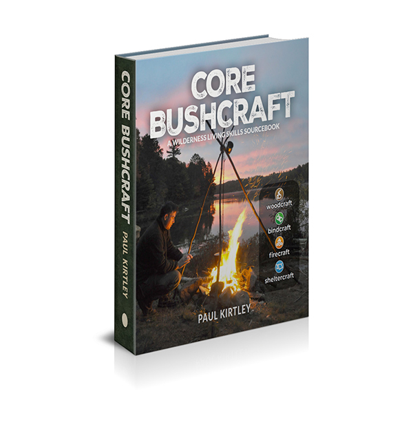 Three dimensional view of a book titled Core Bushcraft by Paul Kirtley